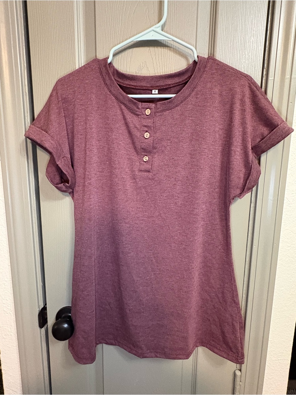 Classic Short Sleeve Henley Top - Dusty Mauve
